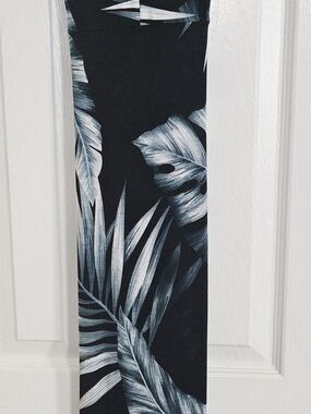 Windsor Black and White Tropical Leaf Curtain Panel